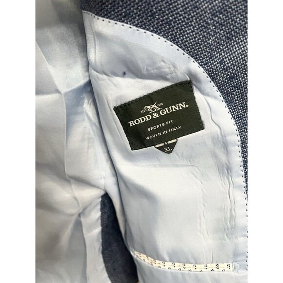 Rodd & Gunn Size XL Sports Fit Blue Hopsack Linen Wool Italy Solbiati Blazer - Picture 4 of 11